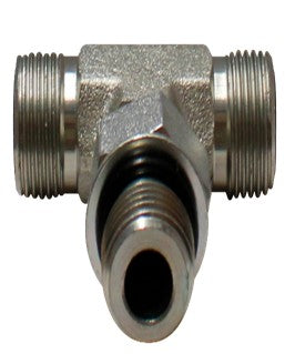 Tee Macho cara plana x Macho cara plana x Macho SAE O´ring Boss al centro