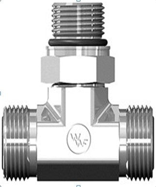 Tee unión Macho cara plana x Macho cara plana x Macho Oring Boss METRICO