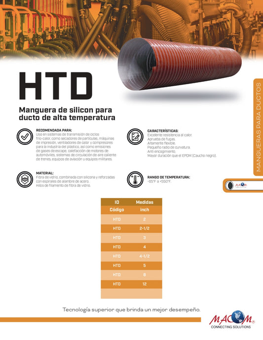 MANGUERA DE SILICON PARA DUCTO DE ALTA TEMP HTD