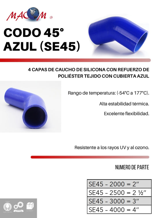 MANGUERA SILICON CODO 45°
