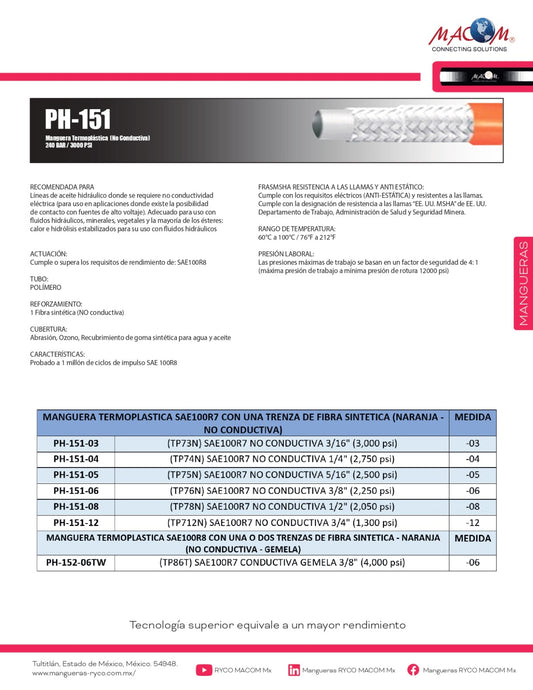 MANGUERA TERMO PLASTICA PH-151